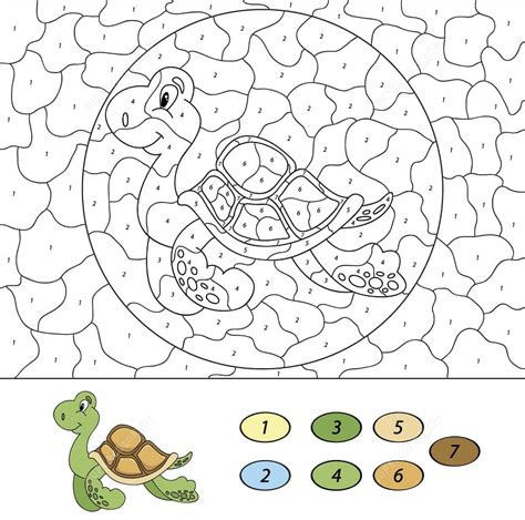 Meeresschildkröte Malen nach Zahlen Färbung Seite Kostenlose
