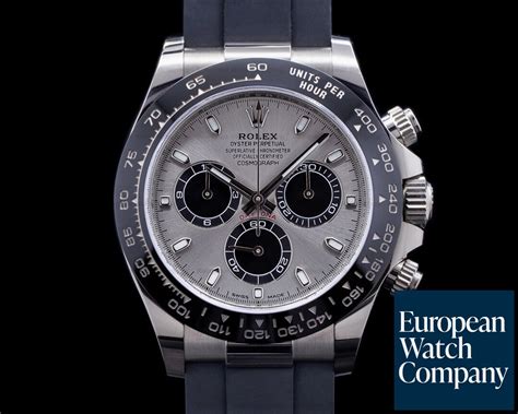 Rolex Ln Daytona K White Gold Ceramic Oysterflex Silver