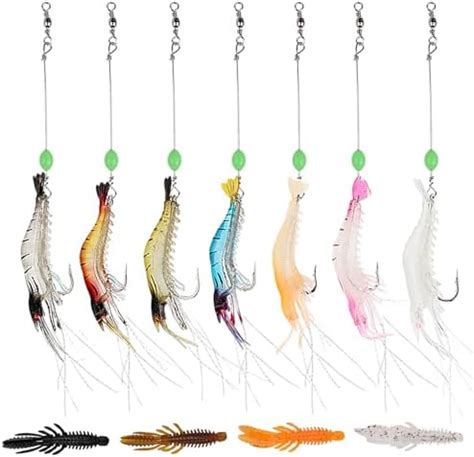 11PCS Luminous Shrimp Lure Set GeeRic 7cm Lifelike Fishing Soft