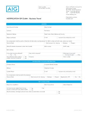 Fillable Online Aig Business Travel Claims Form AIG Fax Email Print