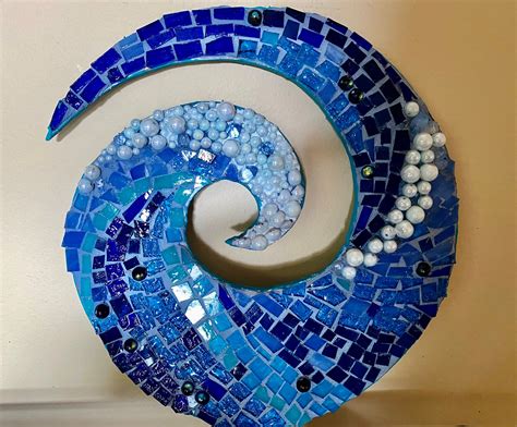 Stained Glass Mosaic Spiral Wall Sculpture Ocean Wave Artofit