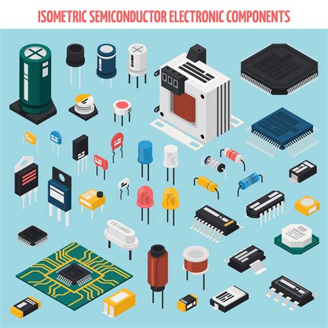 Isometric Semiconductor Electronic Components Set 1406562 Vector Art At Vecteezy