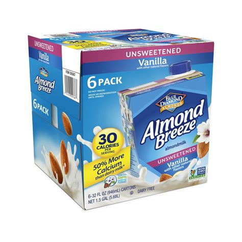 6 Pack Almond Breeze Unsweetened Vanilla Almond Milk 32 Fl Oz