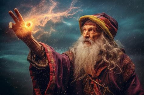 Wizzard Doing Magic Illustration Of A Wizard Immersed In The Act Of