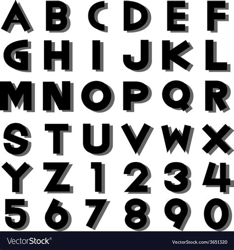 Alphabet Fonts And Numbers Royalty Free Vector Image