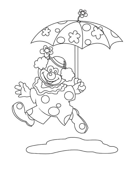 Lustiger Clown Mit Regenschirm Ausmalbilder Kostenlos Herunterladen