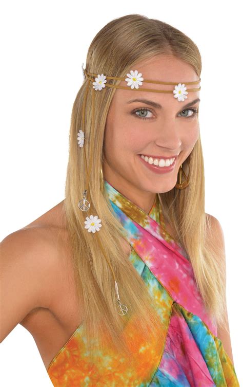 Hippie Festival Flower Headband White One Size Wearable Costume Accessory For Halloween