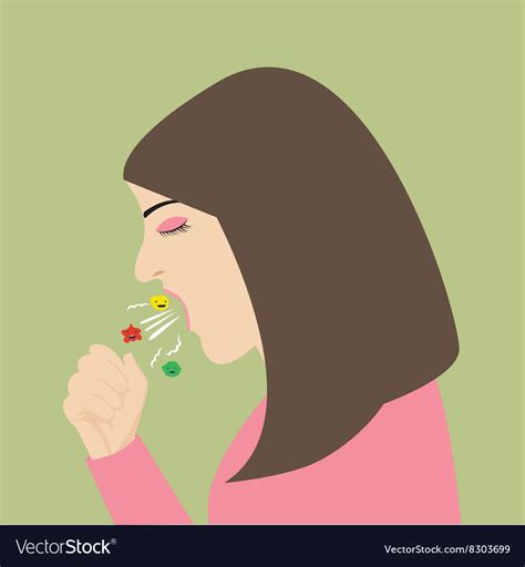 Woman Cough Sneeze Spreading Virus Flu Royalty Free Vector