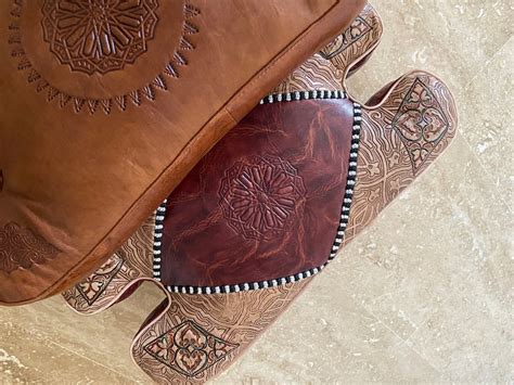 Camel Saddle Stool, Genuine Leather Seat Cushion Footrest, Morocco ...