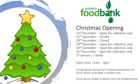 Christmas 2020 Opening Hours Redditch Foodbank