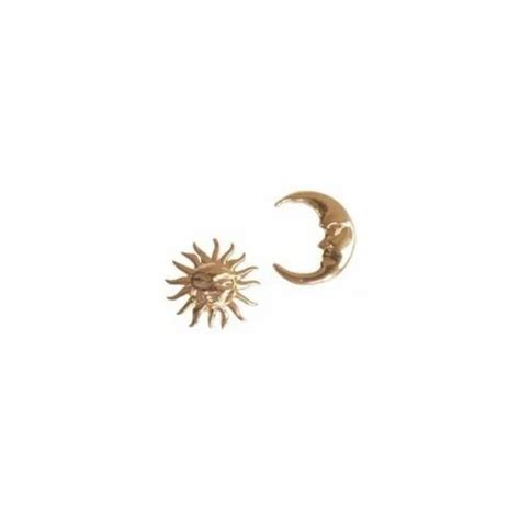 Kesardeep Impex Women Celestial Studs Moon And Sun Earring Gold Plated