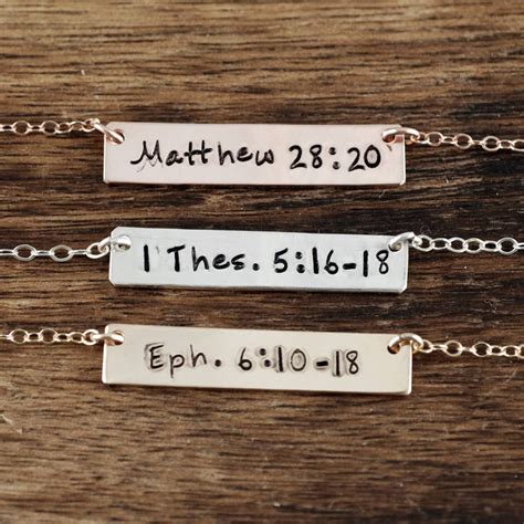 Personalized Bar Necklace Bible Verse Necklace Layering Bar Necklace