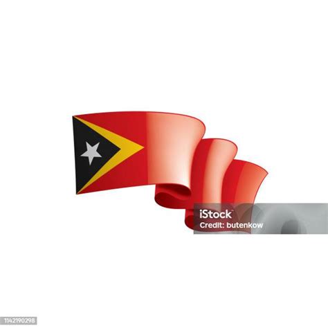 Bendera Timor Leste Ilustrasi Vektor Dengan Latar Belakang Putih