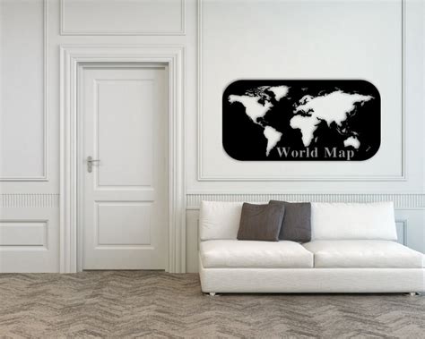 Metal World Map World Map Metal Wall Decor Metal Wall Art Etsy