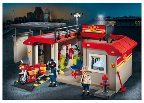 Playmobil City Action Pas Cher Caserne De Pompiers Transportable