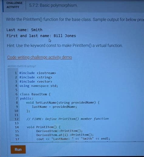 Solved Basic Polymorphism Write The Printltem Chegg