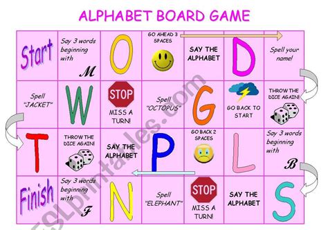 Alphabet Board Game Esl Worksheet By Stefania R