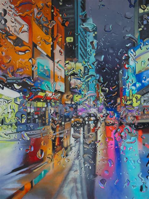 Michael Steinbrick Neon Deluge Cityscape Neon Vibrant Realism Oil