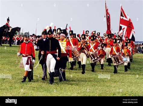 British Regiment At Time Of Battle Of Waterloo 1815 Marching Foot