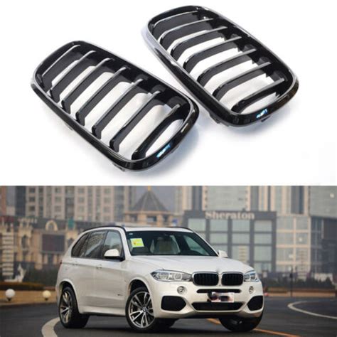 2pcs Gloss Black Sporty Front Grill Grill Fit For Bmw X5 F15 15 17 Suv