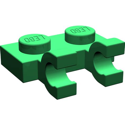 Lego Green Plate X With Horizontal Clips Flat Fronted Clips