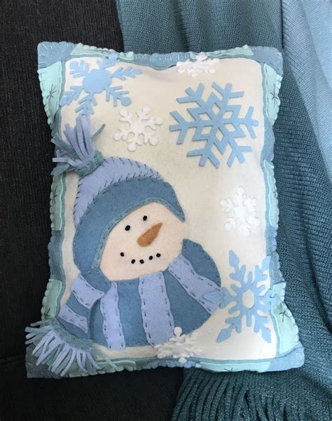 Snowman Let It Snow” Feltwool Pillow Designed And Hand Sewn By Me