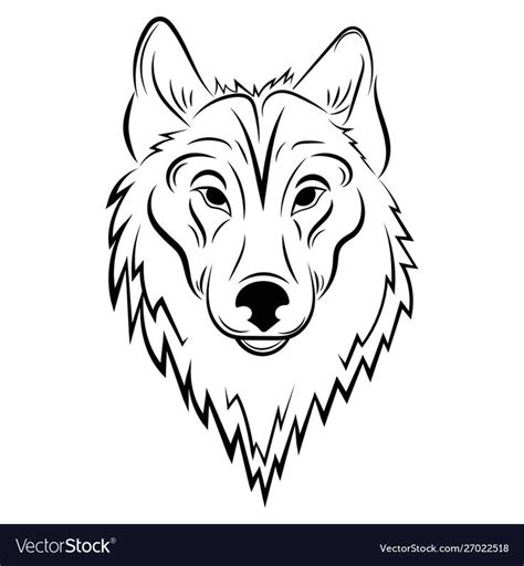 Portrait A Wolf Black And White Vector Image On Vectorstock Wolf