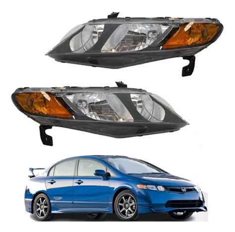 Faros Civic Sedan 2006 2007 2008 Fondo Negro Envío gratis