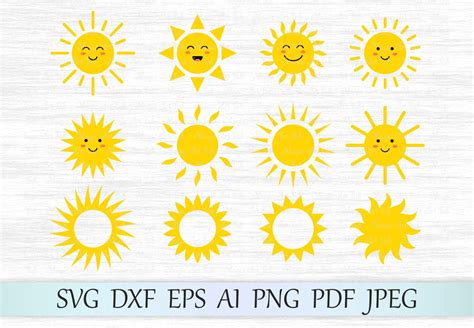 Sun Svg Sun Clipart Cute Sun Svg File Sun Face Svg 72403 SVGs