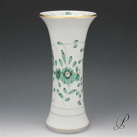 Vase Meissen 1 Wahl reiche Indische Malerei grün Porzellan Porcelain