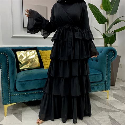 Wepbel Mulheres Mu Ulmano Longo Maxi Vestido Abaya Multil Camadas