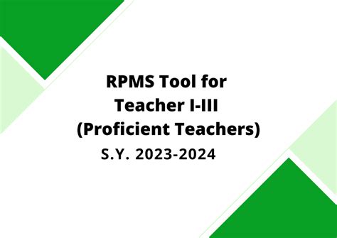 Annex A2 RPMS Tool For Proficient Teachers SY 2023 2024 Page 1 Of