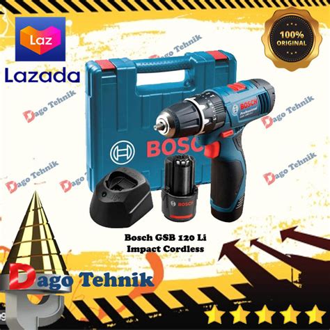 Bosch Bor Baterai Tembok Beton Gsb Li Cordless Impact Drill