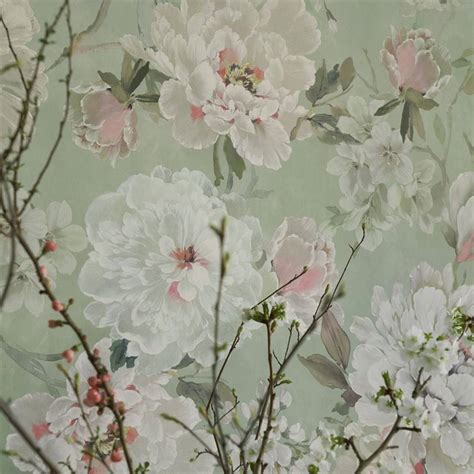 Fleur Blanche Wallpaper Eau De Nil Pdg117201 Designers Guild