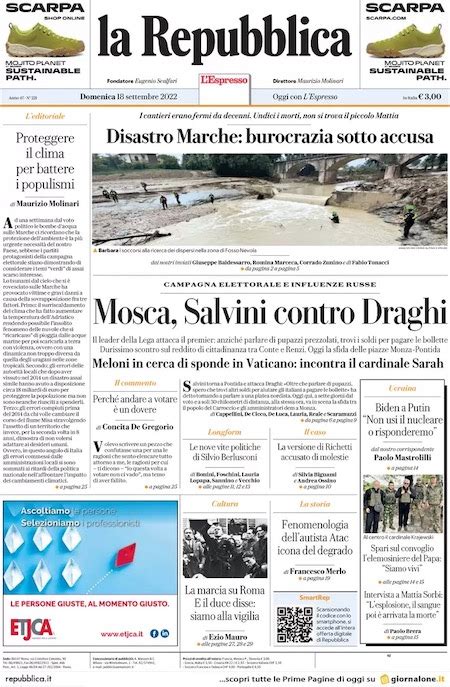 Le Prime Pagine Di Domenica 18 Settembre 2022 Il Post