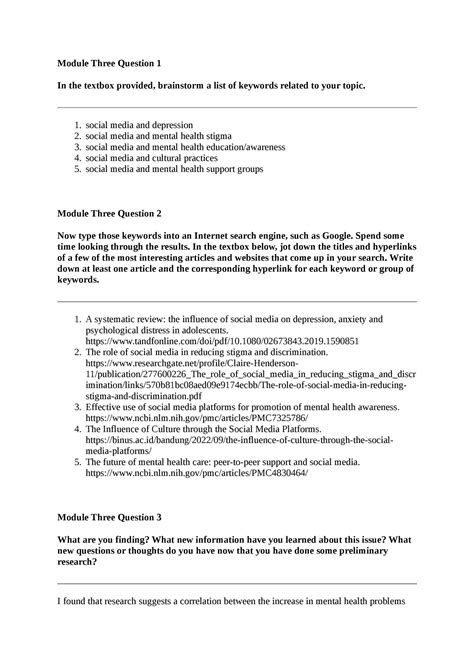 Scs Applied Social Sciences Module Short Answers Module Three