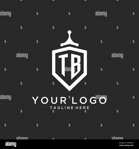 Tb Monogram Logo Initial With Shield Guard Shape Design Ideas Stock