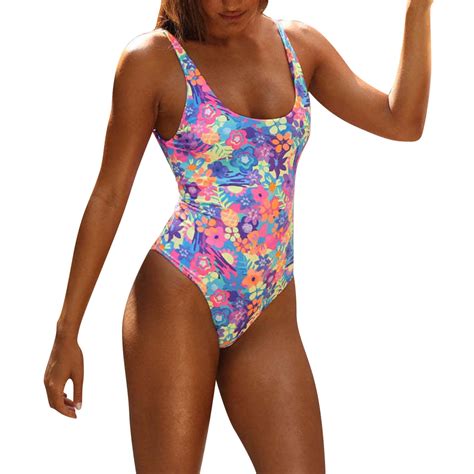 Taiaojing Womens Triangle Thong Bikini Set Two Piece Sexy Print Deep U
