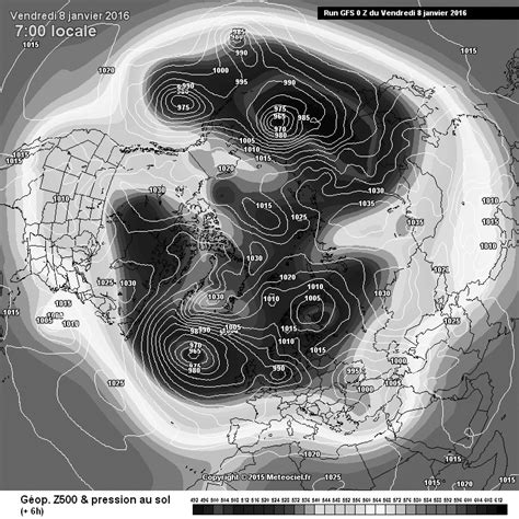 Carta sinóptica de superfície e do geopotencial a 500hpa 08 01 2016