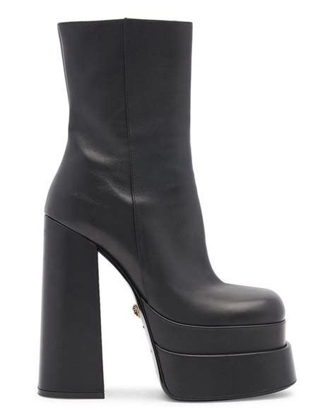 Versace Medusa Aevitas Leather Platform Booties In Gray Lyst