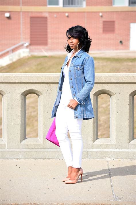 White Jeans Denim Jacket All White Outfit Idea Jean Jacket Outfit Ideas Spring Outfit Idea