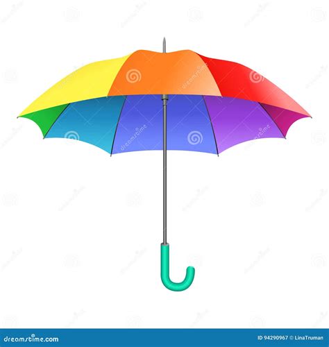 Colored Realistic Umbrella Open Umbrella In Rainbow Colors Stock