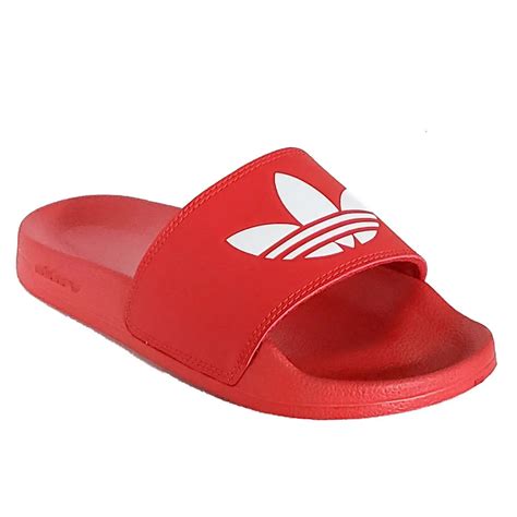 Adidas Adilette Lite Red Slides - Puffer Reds | Red nike shoes, Red and ...