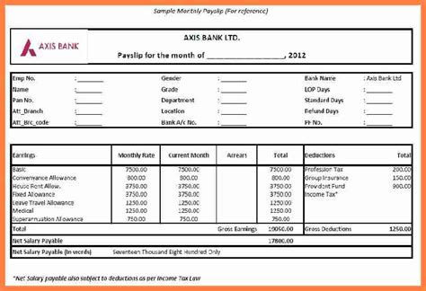 Salary Slip Format In Excel With Formula - gymheavenly