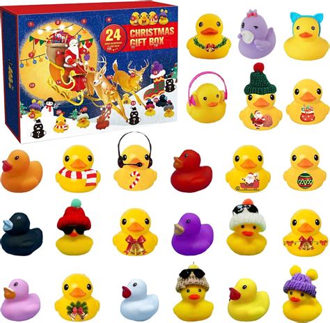 Rubber Duck Advent Calendar 2023 24Pcs Christmas Rubber Ducks Advent