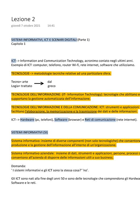 Sistemi Informativi E Trend Digitali Lezione 2 Sistemi Informativi