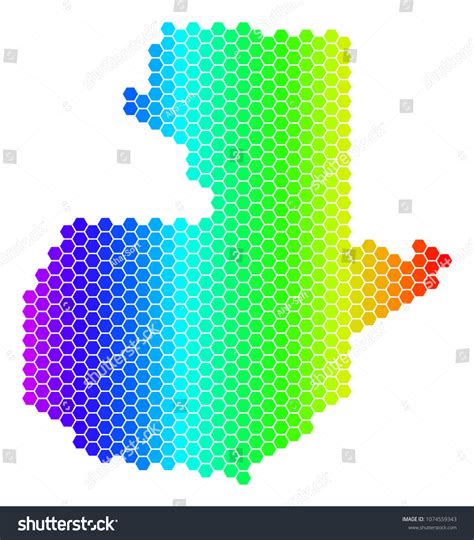 Hexagon Spectrum Guatemala Map Vector Geographic Stock Vector Royalty