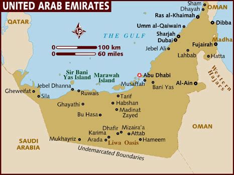 4 Blank and Printable Labeled Map of United Arab Emirates (UAE) with ...