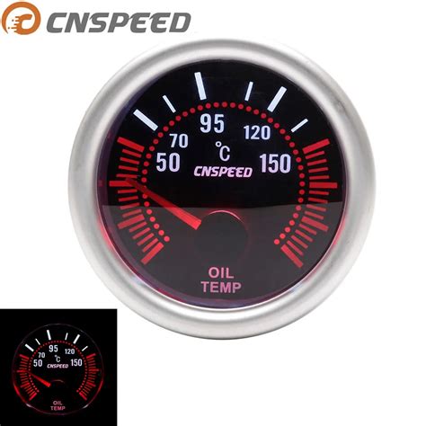 CNSPEED Car Auto Oil Temp Gauge 50 150 C 2 52mm Universal White LED