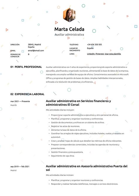 Curr Culum Para Auxiliar Administrativo Crea Tu Cv Gratis Plantillas